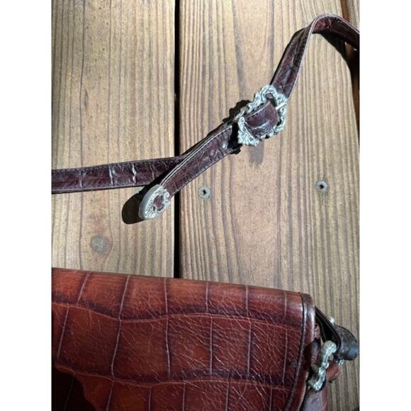 Ann Turk Glen Miller Brown Embossed Croc Leather Western Crossbody Purse - Picture 3 of 10